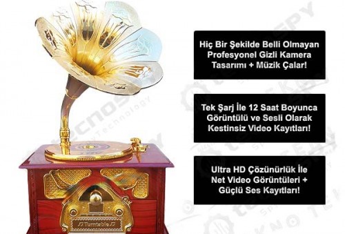 Müzik Çalarlı Nostalji Gramofon Kamera