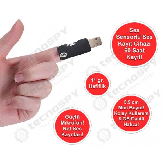 60 Saat Kayıtlı Mini Ses Kayıt Cihazı