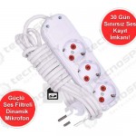 1 Ay Ses Kayıt Yapabilen Kablolu 3 lü Priz