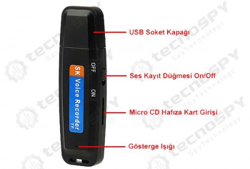 32 GB Destekli USB Ses Kayıt